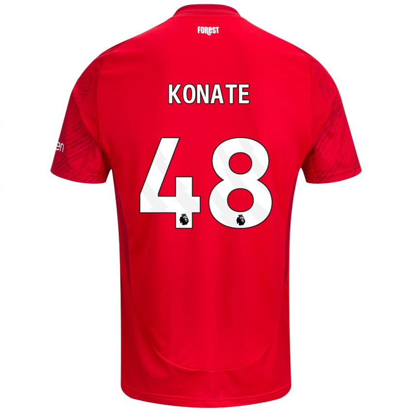 Homem Camisola Ateef Konaté #48 Vermelho Branco Principal 2024/25 Camisa