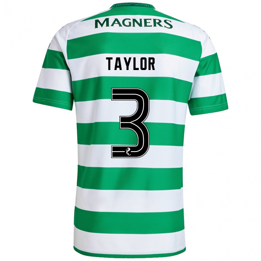 Homem Camisola Greg Taylor #3 Branco Verde Principal 2024/25 Camisa