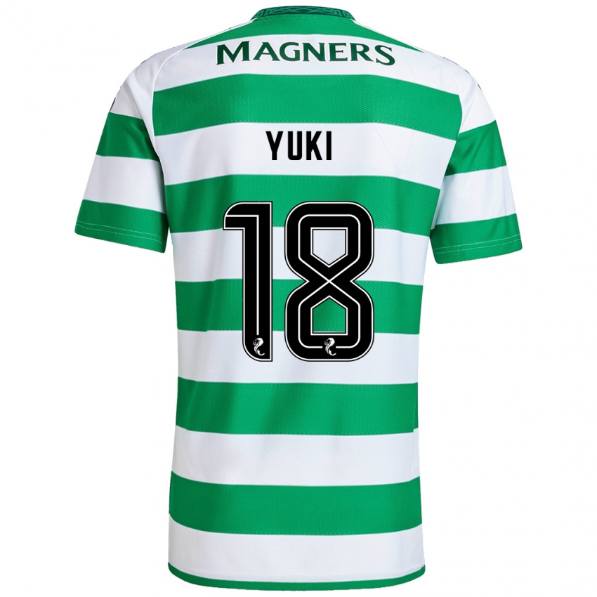 Homem Camisola Yuki Kobayashi #18 Branco Verde Principal 2024/25 Camisa