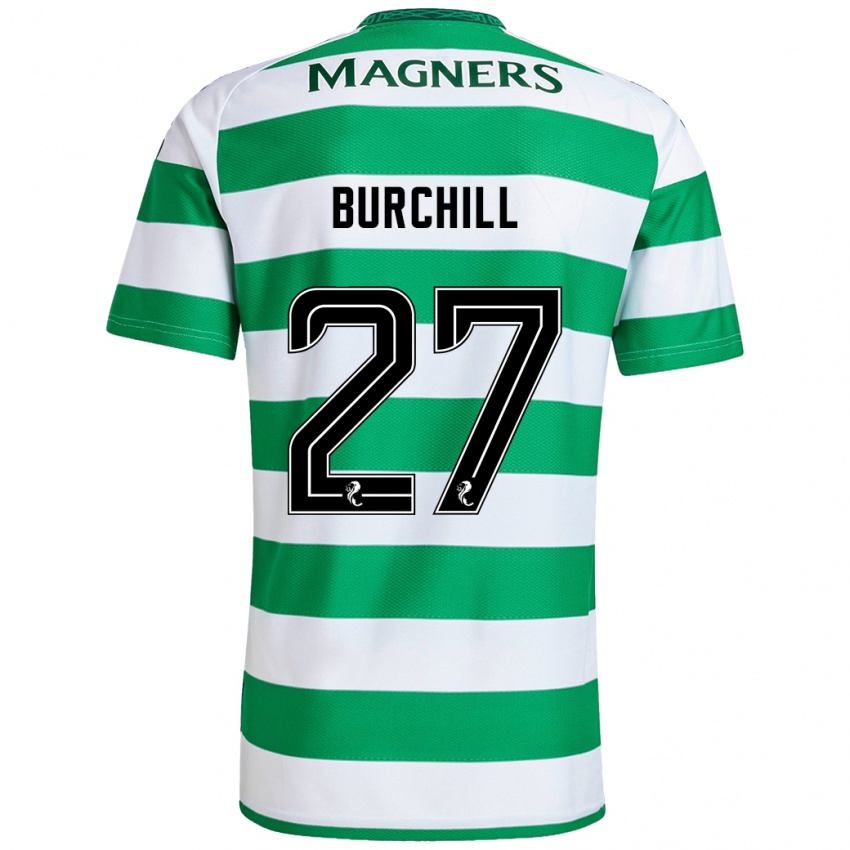 Homem Camisola Tiree Burchill #27 Branco Verde Principal 2024/25 Camisa