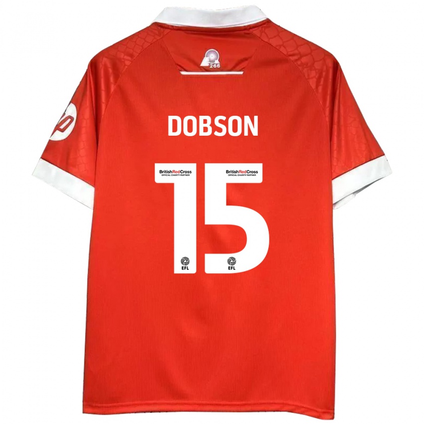 Homem Camisola George Dobson #15 Vermelho Branco Principal 2024/25 Camisa