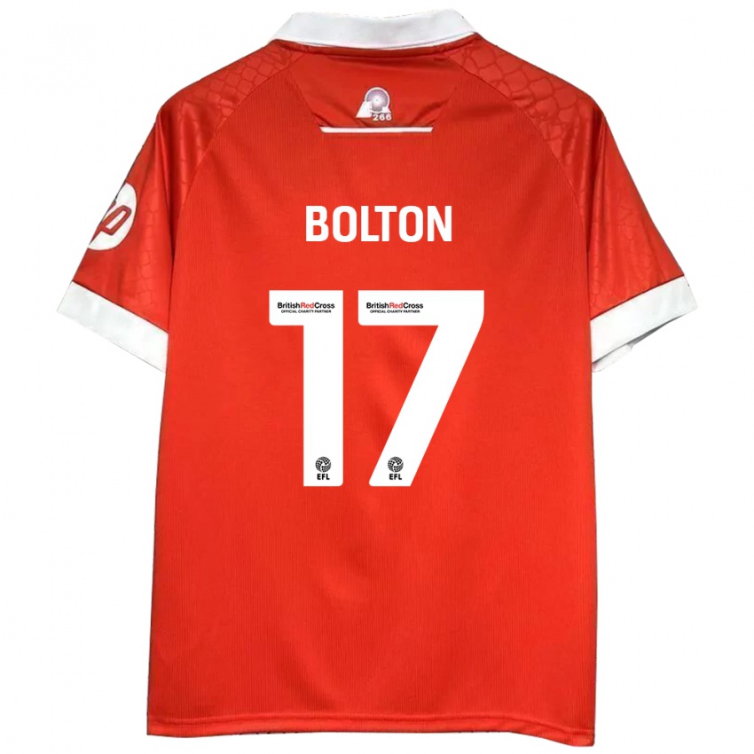 Homem Camisola Luke Bolton #17 Vermelho Branco Principal 2024/25 Camisa