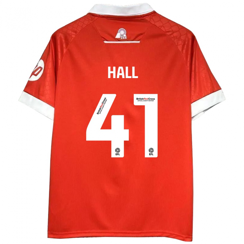 Homem Camisola Liam Hall #41 Vermelho Branco Principal 2024/25 Camisa