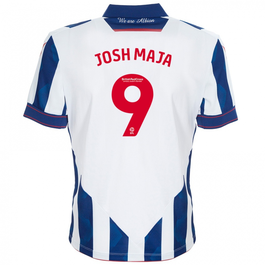 Homem Camisola Josh Maja #9 Azul Escuro Branco Principal 2024/25 Camisa