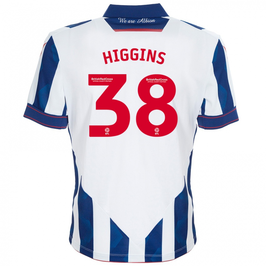 Homem Camisola Akeel Higgins #38 Azul Escuro Branco Principal 2024/25 Camisa