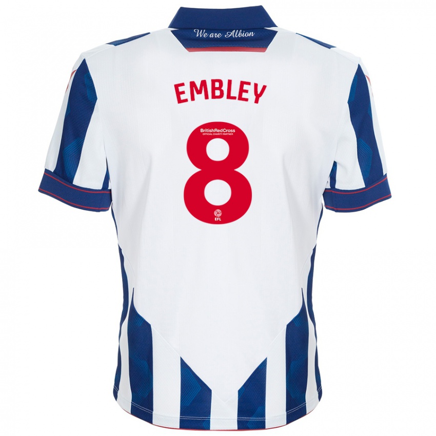 Homem Camisola Rosie Embley #8 Azul Escuro Branco Principal 2024/25 Camisa