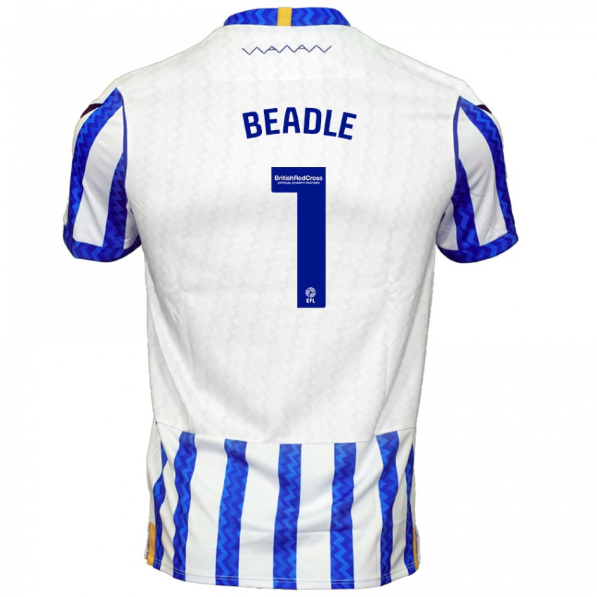 Homem Camisola James Beadle #1 Branco Azul Principal 2024/25 Camisa