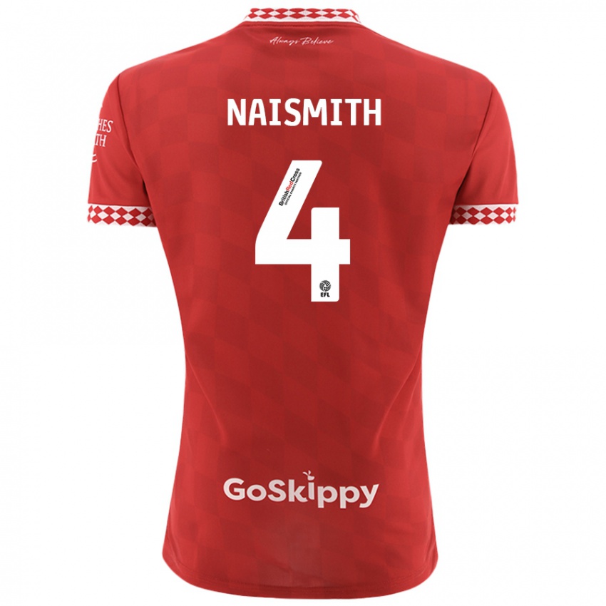 Homem Camisola Kal Naismith #4 Vermelho Principal 2024/25 Camisa