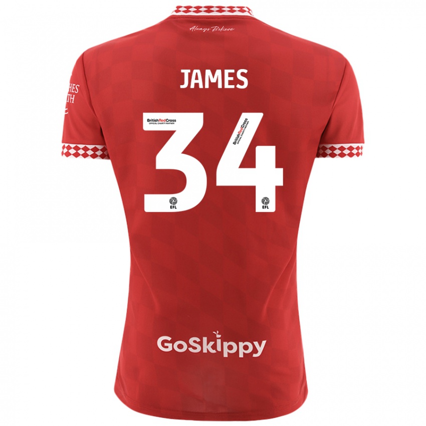 Homem Camisola Joseph James #34 Vermelho Principal 2024/25 Camisa