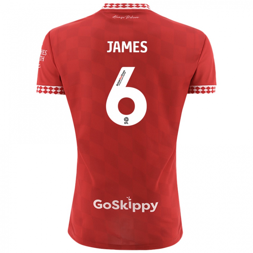 Homem Camisola Matty James #6 Vermelho Principal 2024/25 Camisa