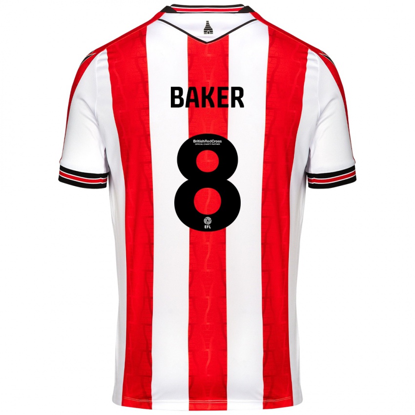 Homem Camisola Lewis Baker #8 Vermelho Branco Principal 2024/25 Camisa