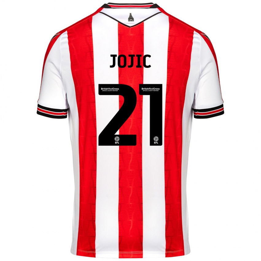 Homem Camisola Nikola Jojic #21 Vermelho Branco Principal 2024/25 Camisa