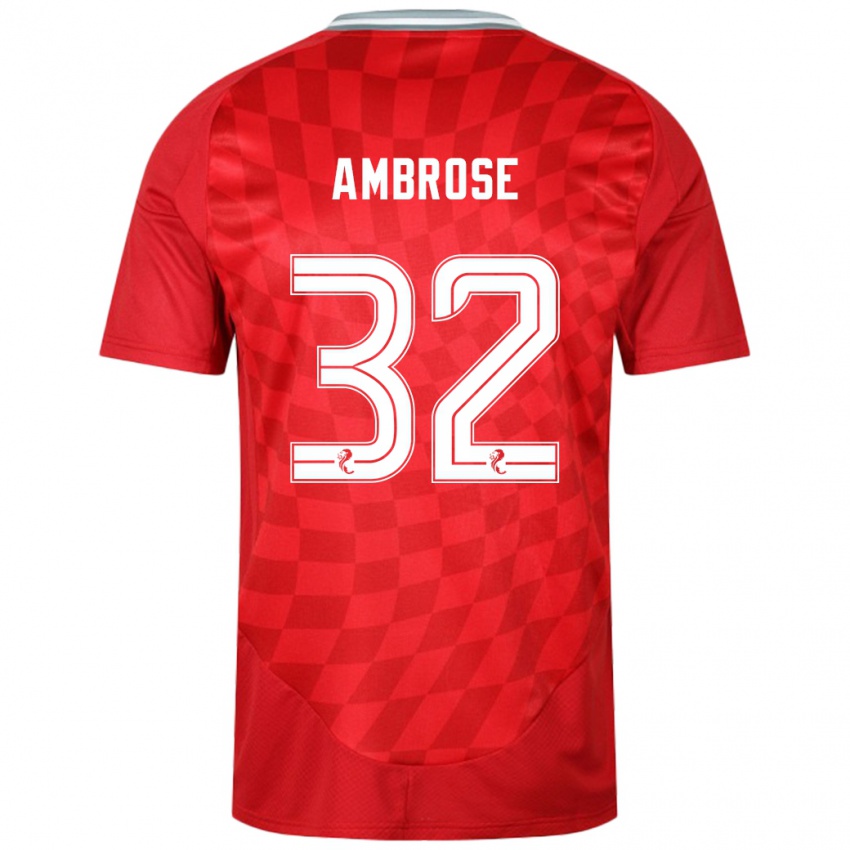 Homem Camisola Peter Ambrose #32 Vermelho Principal 2024/25 Camisa