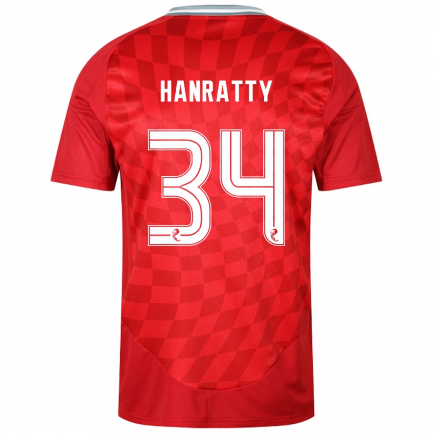 Homem Camisola Kevin Hanratty #34 Vermelho Principal 2024/25 Camisa