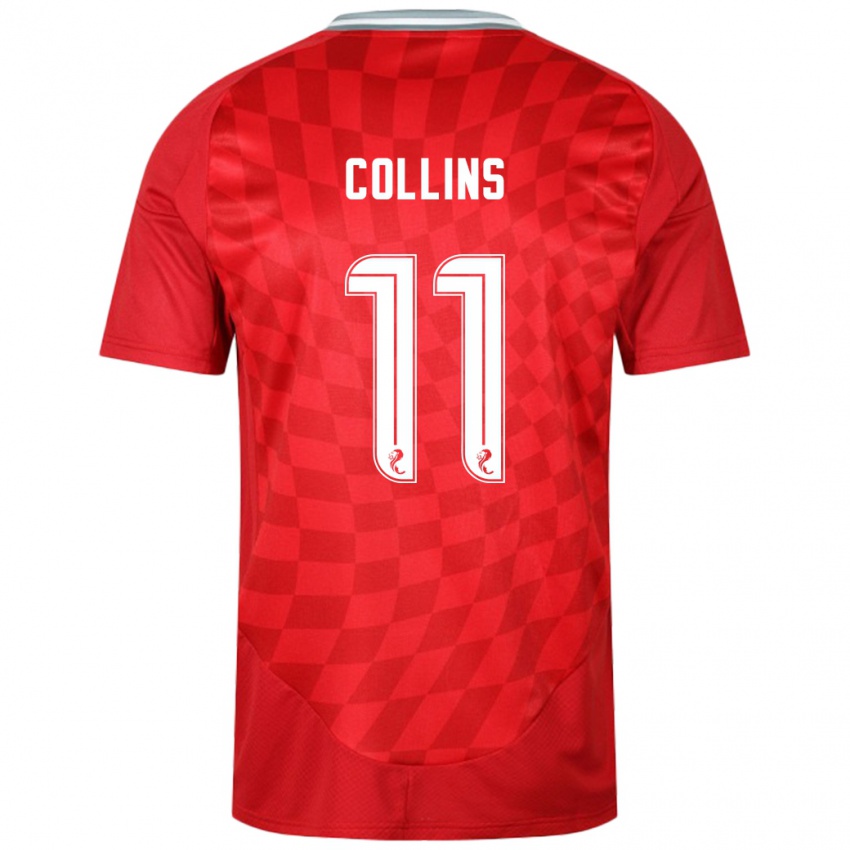 Homem Camisola Bailley Collins #11 Vermelho Principal 2024/25 Camisa