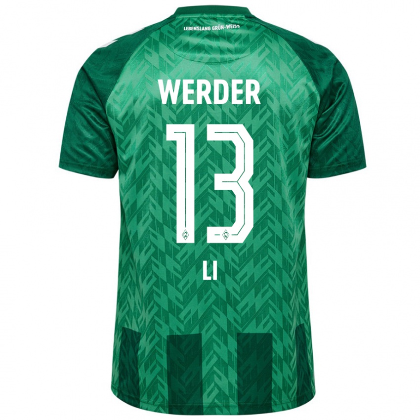 Homem Camisola Xiancheng Li #13 Verde Principal 2024/25 Camisa