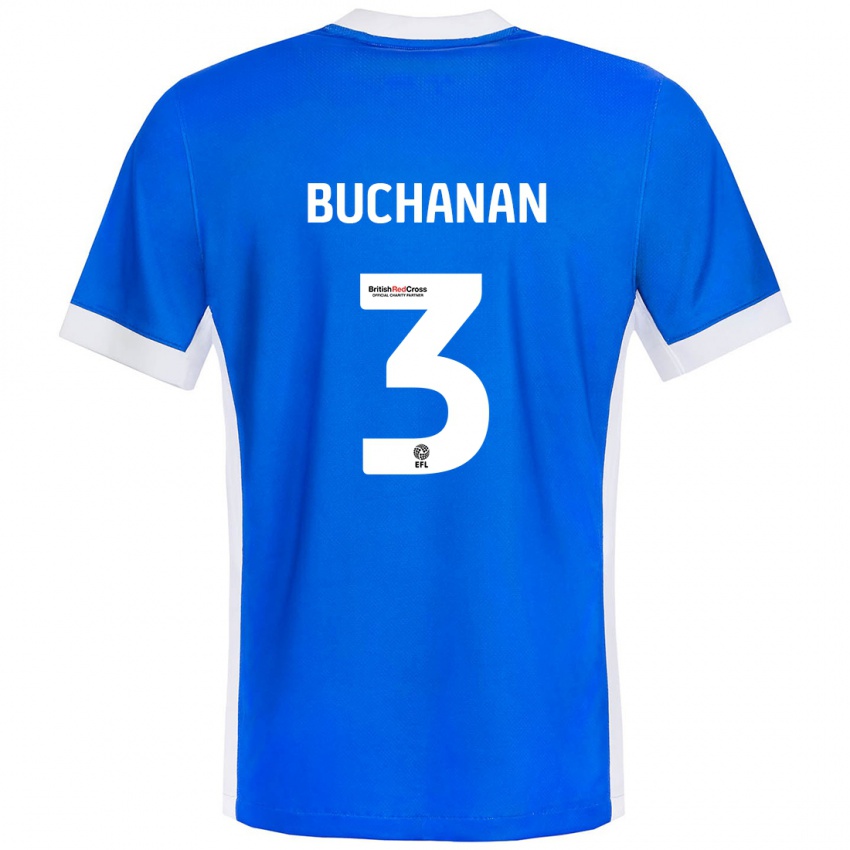 Homem Camisola Lee Buchanan #3 Branco Azul Principal 2024/25 Camisa