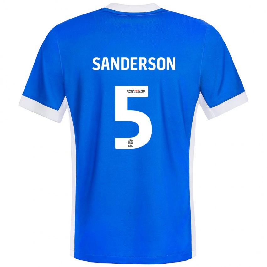 Homem Camisola Dion Sanderson #5 Branco Azul Principal 2024/25 Camisa