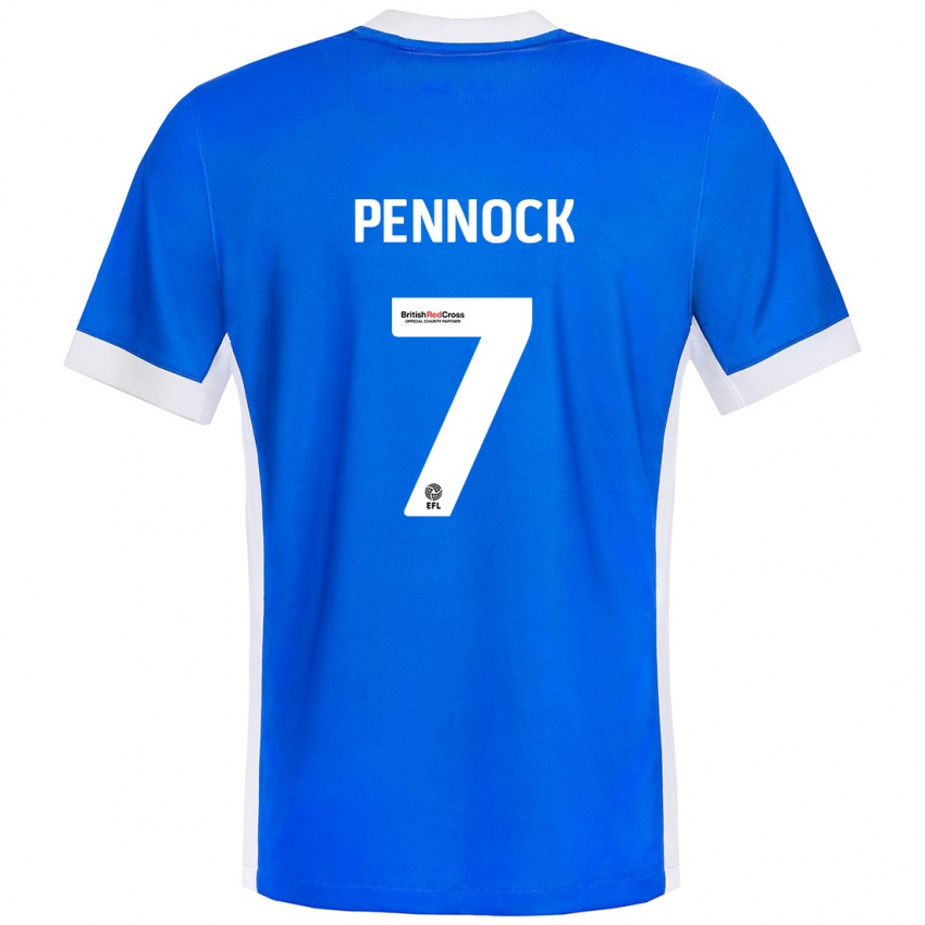 Homem Camisola Jade Pennock #7 Branco Azul Principal 2024/25 Camisa