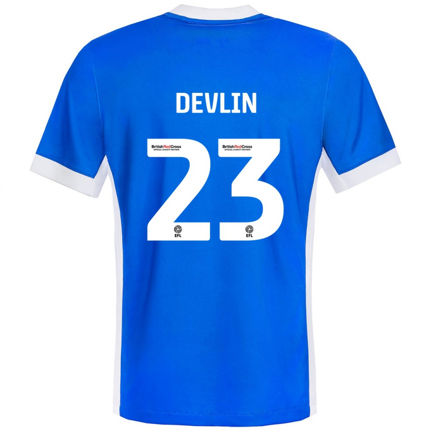 Homem Camisola Charlotte Devlin #23 Branco Azul Principal 2024/25 Camisa