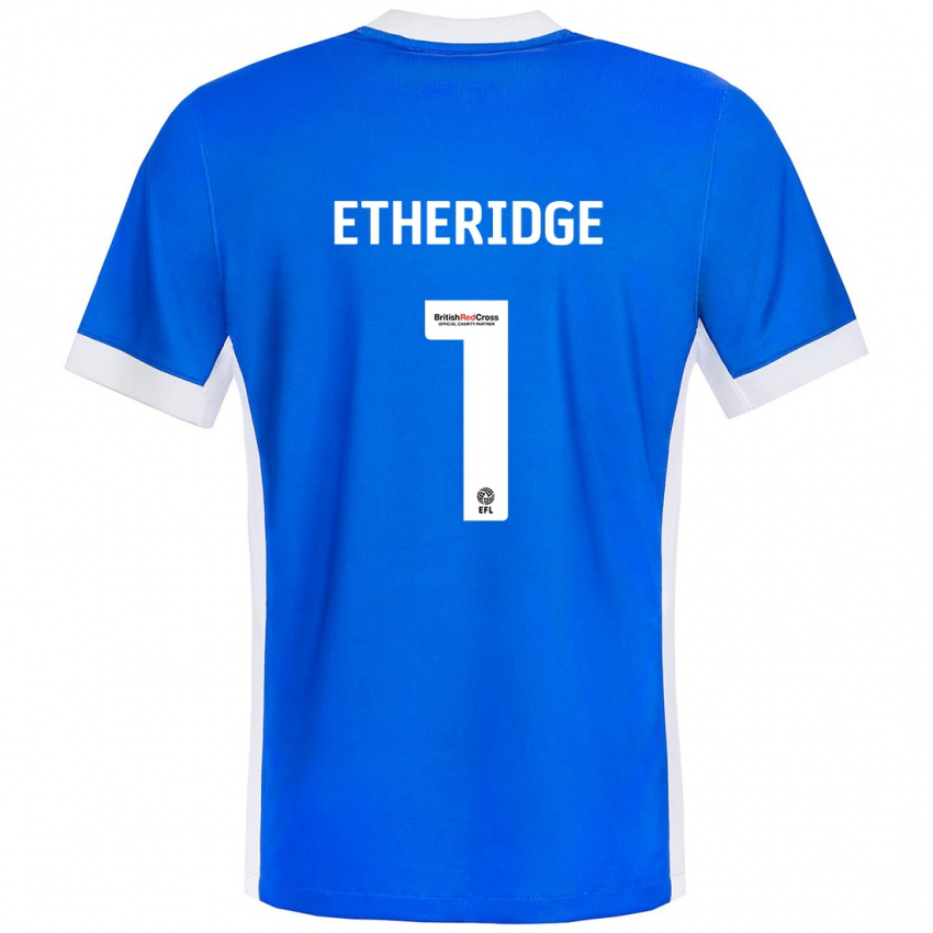 Homem Camisola Neil Etheridge #1 Branco Azul Principal 2024/25 Camisa