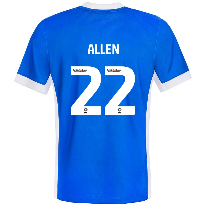 Homem Camisola Remi Allen #22 Branco Azul Principal 2024/25 Camisa