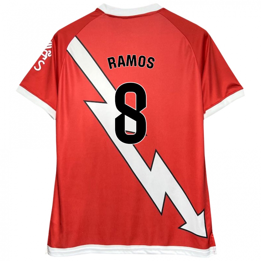 Homem Camisola Iván Ramos #8 Vermelho Branco Principal 2024/25 Camisa