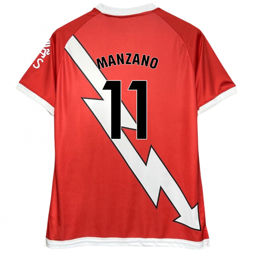 Homem Camisola Sergio Manzano #11 Vermelho Branco Principal 2024/25 Camisa