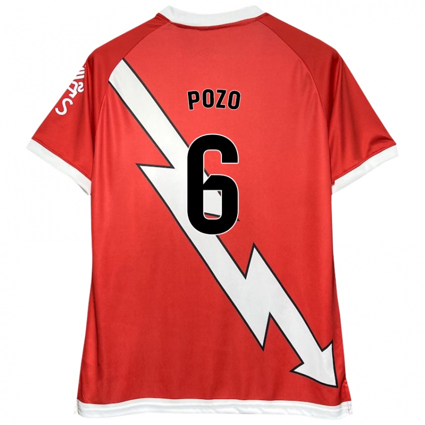 Homem Camisola José Pozo #6 Vermelho Branco Principal 2024/25 Camisa