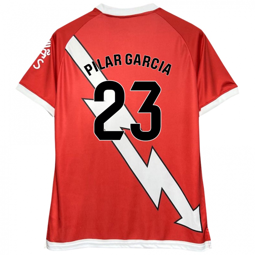 Homem Camisola María Pilar García Villalba #23 Vermelho Branco Principal 2024/25 Camisa