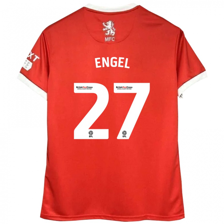 Homem Camisola Lukas Engel #27 Vermelho Branco Principal 2024/25 Camisa