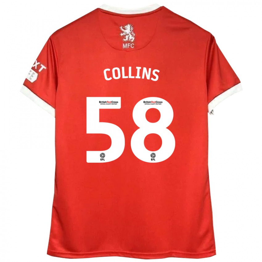 Homem Camisola Sam Collins #58 Vermelho Branco Principal 2024/25 Camisa