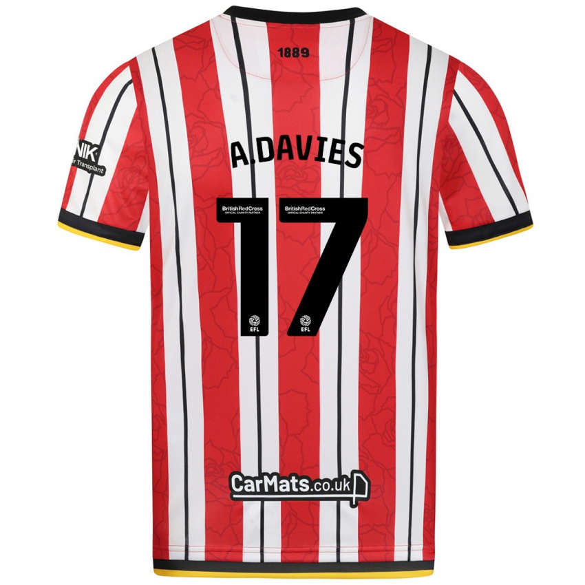 Homem Camisola Adam Davies #17 Listras Brancas Vermelhas Principal 2024/25 Camisa