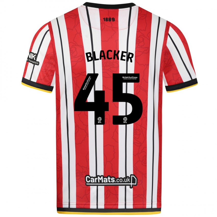 Homem Camisola Billy Blacker #45 Listras Brancas Vermelhas Principal 2024/25 Camisa