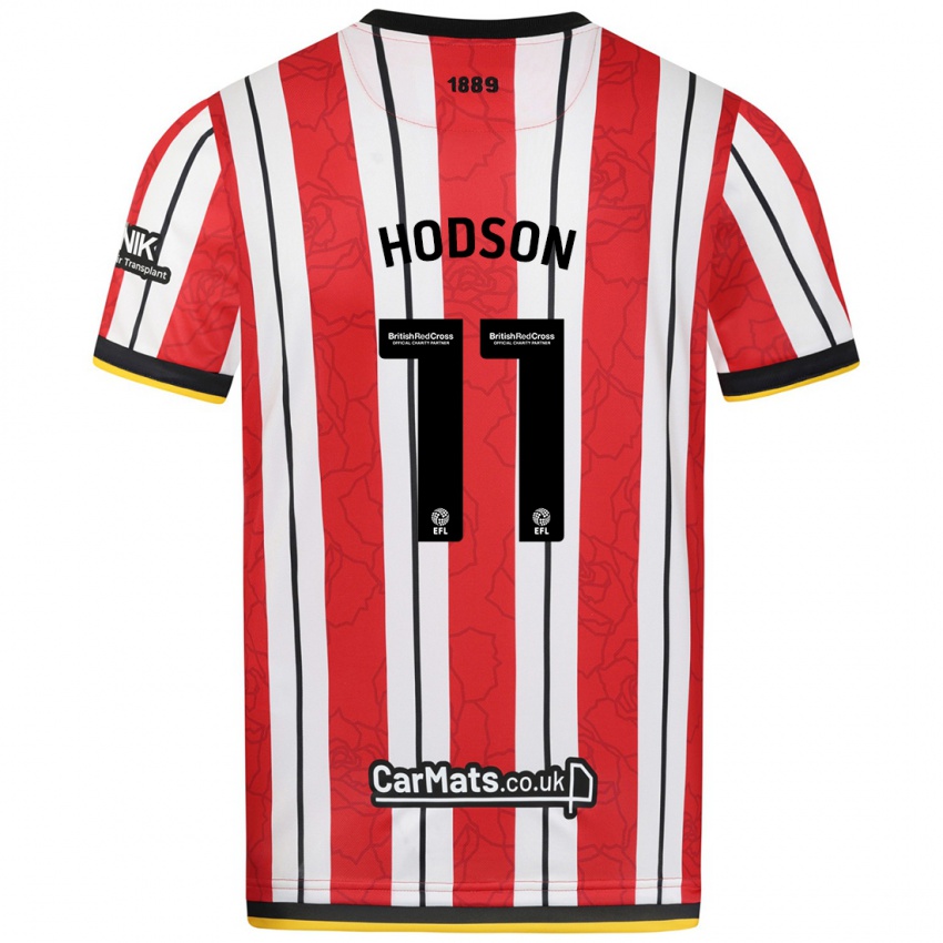 Homem Camisola Ashley Hodson #11 Listras Brancas Vermelhas Principal 2024/25 Camisa