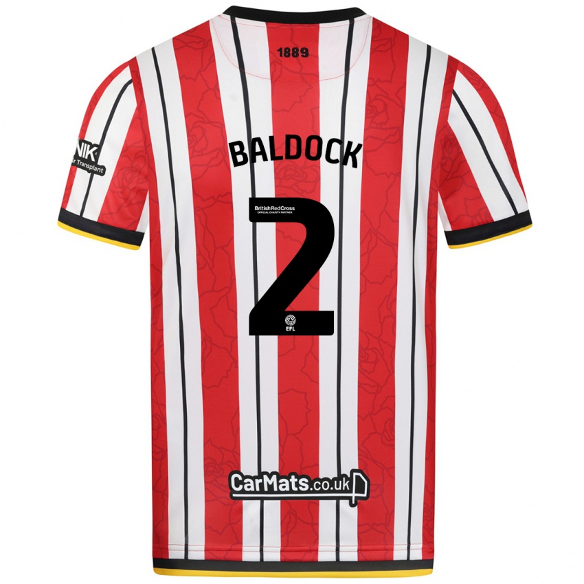 Homem Camisola George Baldock #2 Listras Brancas Vermelhas Principal 2024/25 Camisa