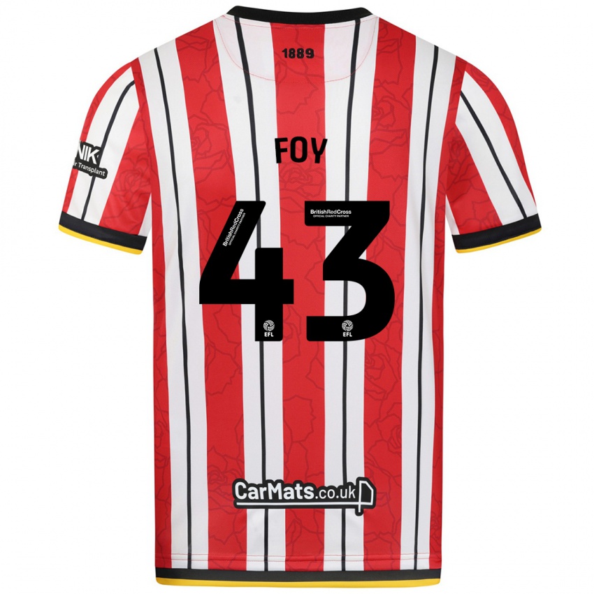 Homem Camisola Gus Foy #43 Listras Brancas Vermelhas Principal 2024/25 Camisa