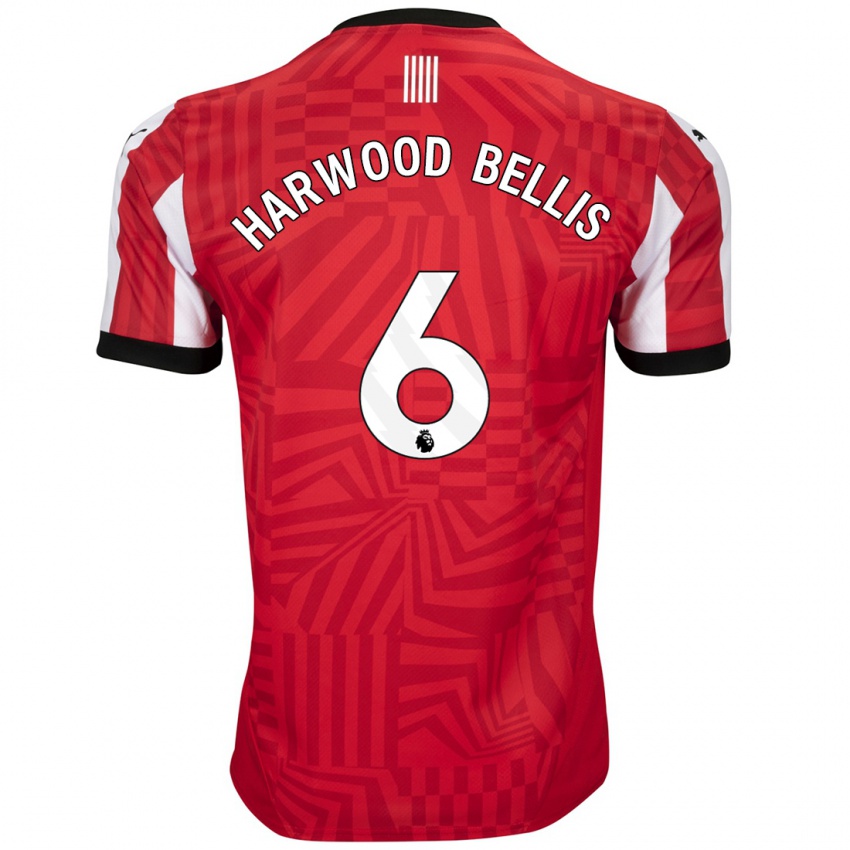 Homem Camisola Taylor Harwood-Bellis #6 Vermelho Branco Principal 2024/25 Camisa