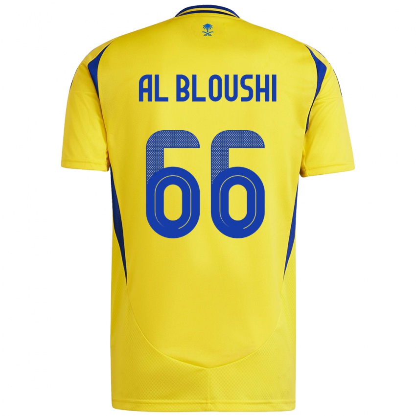 Homem Camisola Reem Al-Bloushi #66 Azul Amarelo Principal 2024/25 Camisa