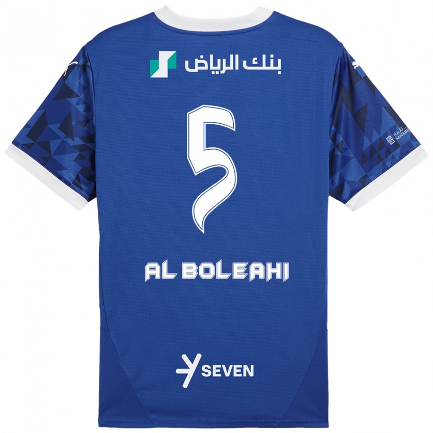 Homem Camisola Ali Al-Boleahi #5 Azul Escuro Branco Principal 2024/25 Camisa