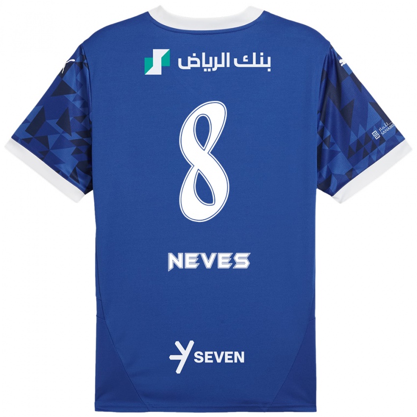 Homem Camisola Ruben Neves #8 Azul Escuro Branco Principal 2024/25 Camisa