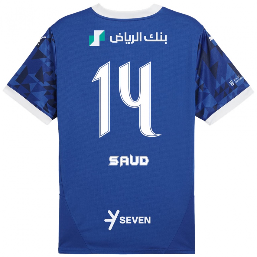 Homem Camisola Nouf Saud #14 Azul Escuro Branco Principal 2024/25 Camisa