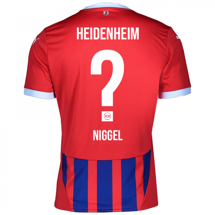 Homem Camisola Henrik Niggel #0 Azul Vermelho Principal 2024/25 Camisa