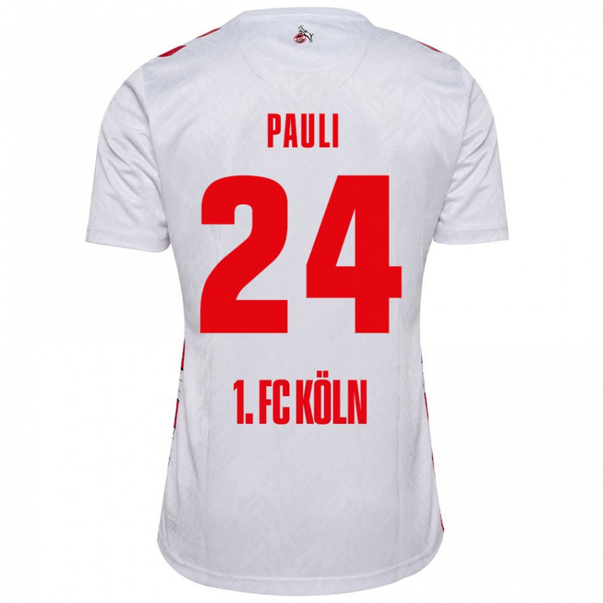 Homem Camisola Julian Pauli #24 Vermelho Branco Principal 2024/25 Camisa