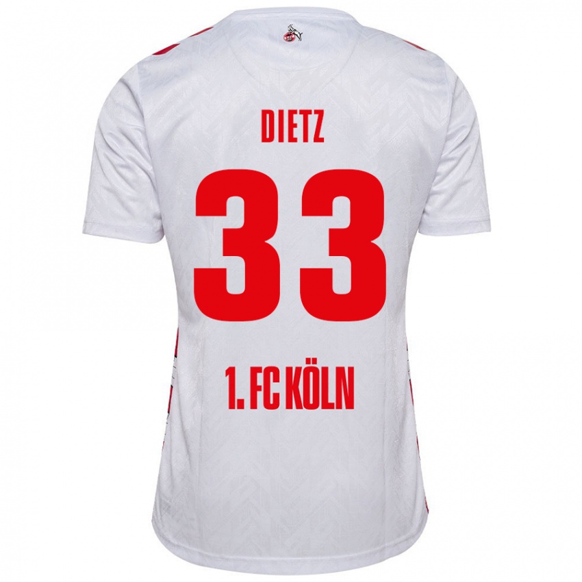 Homem Camisola Florian Dietz #33 Vermelho Branco Principal 2024/25 Camisa