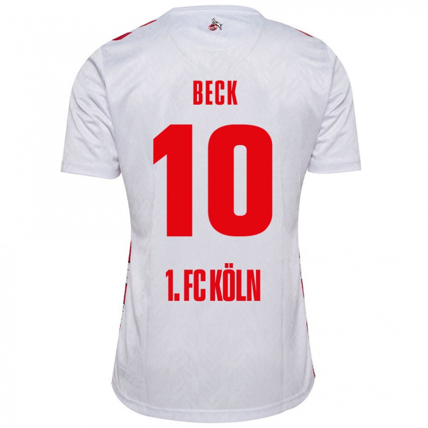 Homem Camisola Sharon Beck #10 Vermelho Branco Principal 2024/25 Camisa