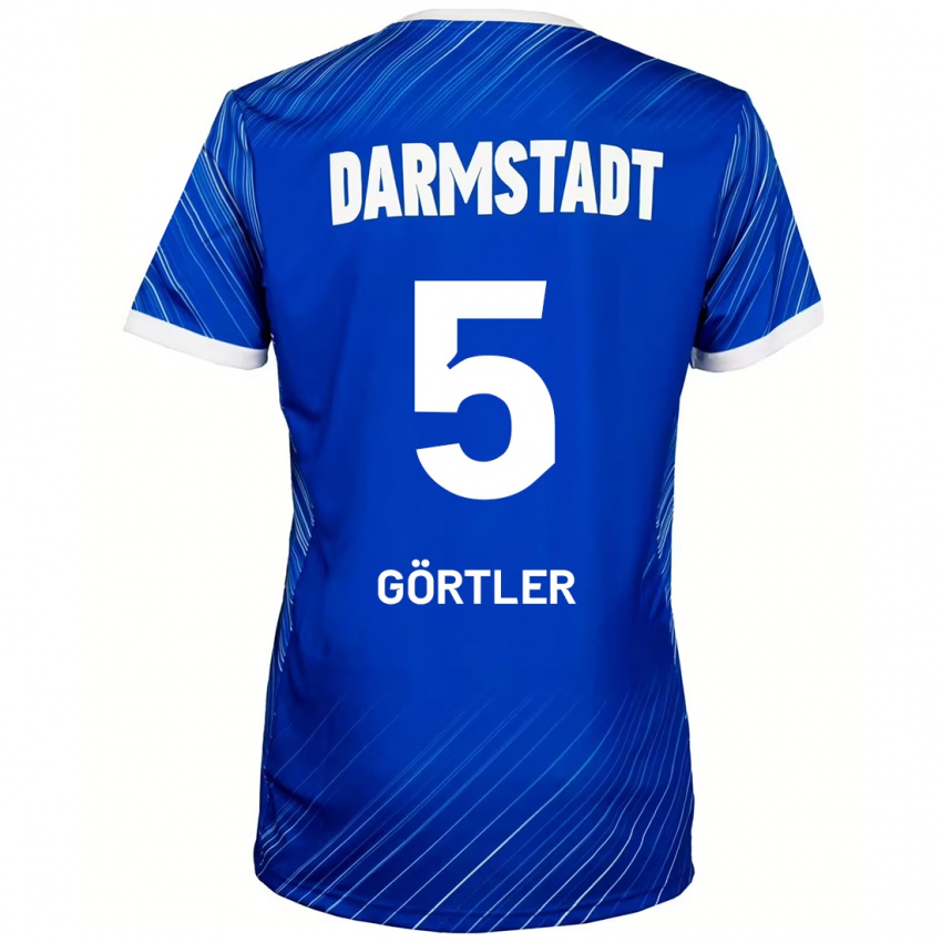 Homem Camisola Bastian Görtler #5 Branco Azul Principal 2024/25 Camisa