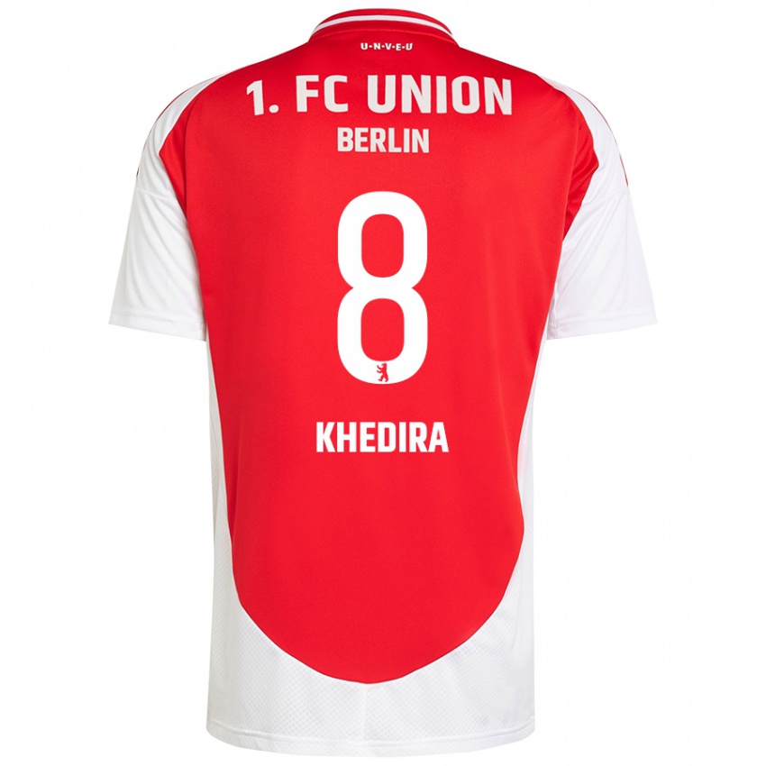 Homem Camisola Rani Khedira #8 Vermelho Branco Principal 2024/25 Camisa