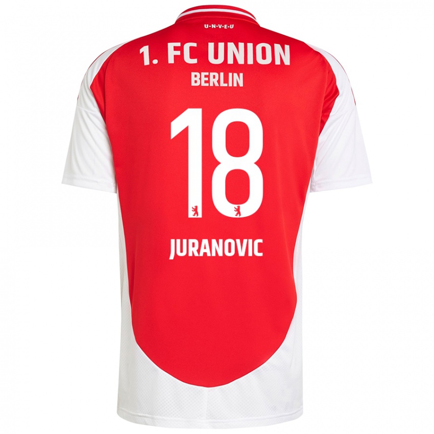 Homem Camisola Josip Juranovic #18 Vermelho Branco Principal 2024/25 Camisa