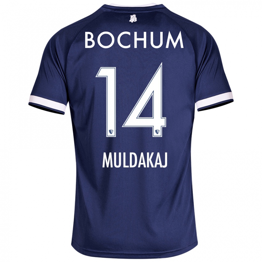 Homem Camisola Ardit Muldakaj #14 Azul Escuro Principal 2024/25 Camisa